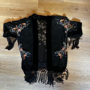 Fringe Velvet Kimono